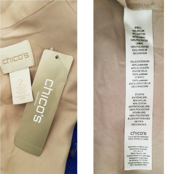 Chico's Womens Blue Lace Illusion Dress Sleeveless Pleated 2 NWT - Picture 10 of 10